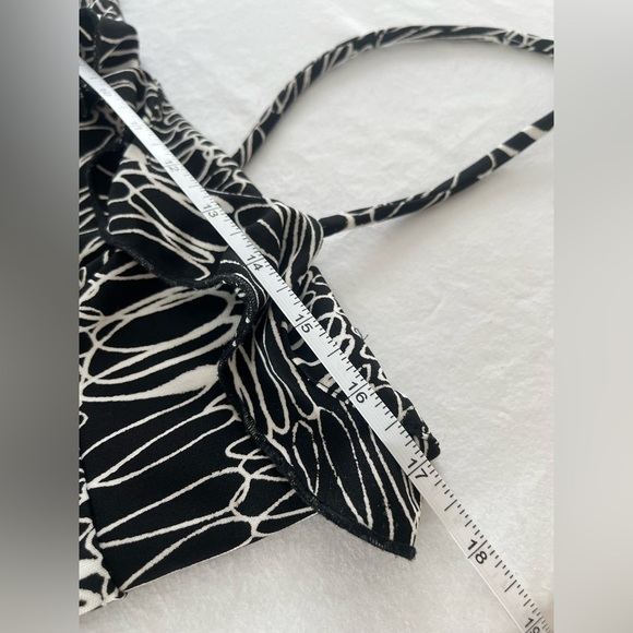 VTG Y2K Chic Black and White Patterned midi thin strap babydoll ruffle d… - Picture 8 of 9